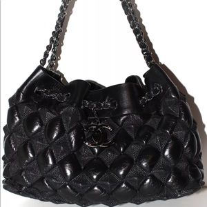 Authentic CHANEL CC Bag Black Lambskin Chain NWT!